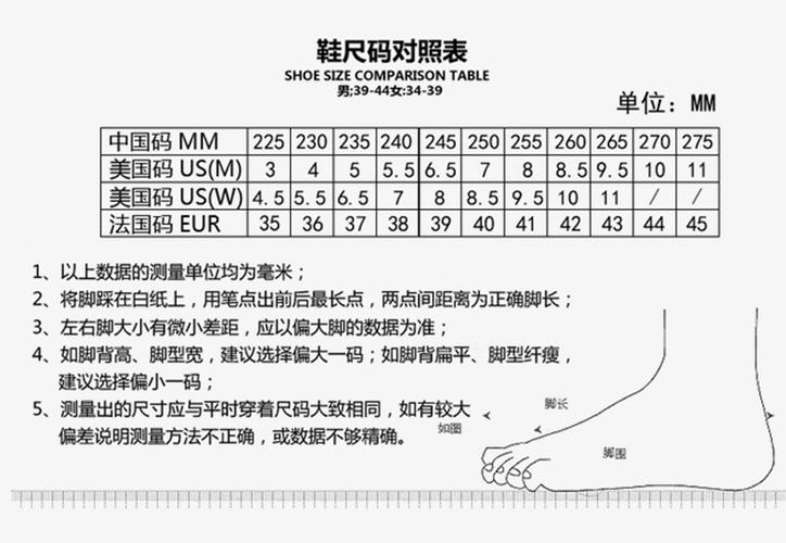 38码 39码 40码 41码 42码 43码 44码 45码 46码 长度mm 240 245