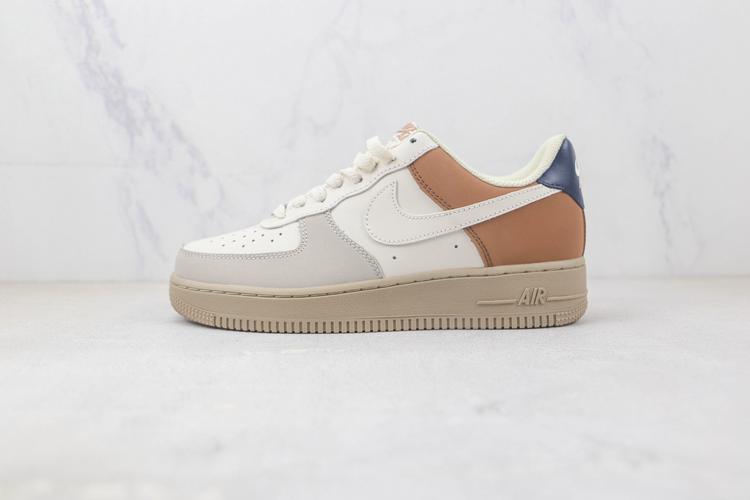 耐克nike air force 1 low纯原版本低帮空军一号白灰棕拼接板鞋 耐克