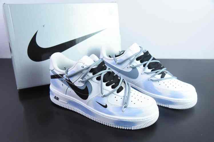 耐克nike air force 10707 low 二次元主题紫蓝喷绘空军一号低帮