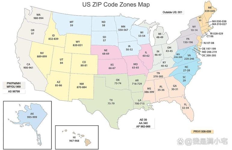 美国各州zip code地图